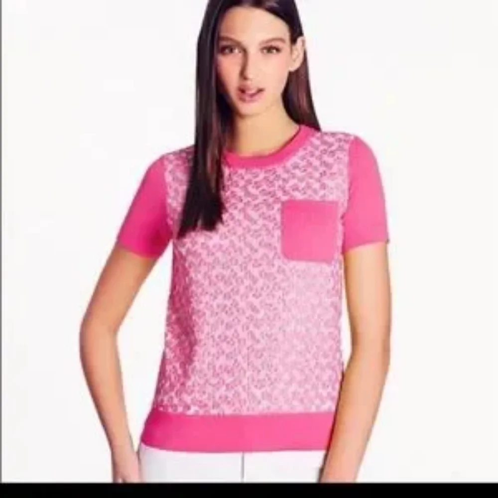 Kate Spade Pink Floral Top with sheer panel sz XS - Picture 5 of 15